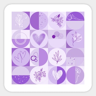 repeating geometry pattern, squares and circles, ornaments, lavender color tones Sticker